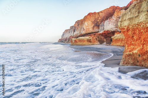 Famous and Touristic Sand Cliffs In Morro Branco Beach  Fal  sias de Morro Branco   Beberibe  Cear   State  Northeast of Brazil