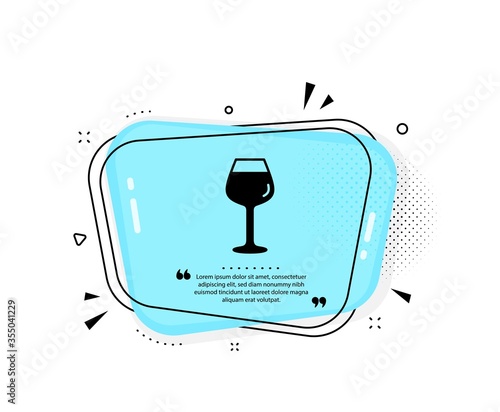 Wine glass icon. Quote speech bubble. Bordeaux glass sign. Quotation marks. Classic bordeaux glass icon. Vector