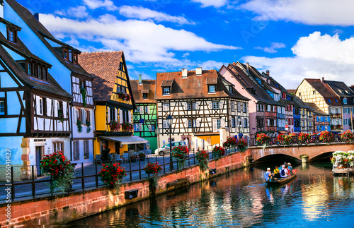 Most beautiful and colourful towns. Colmar in Alsace region of France. Popular tourist destination