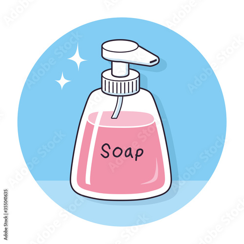 Pink liquid soap bottle icon