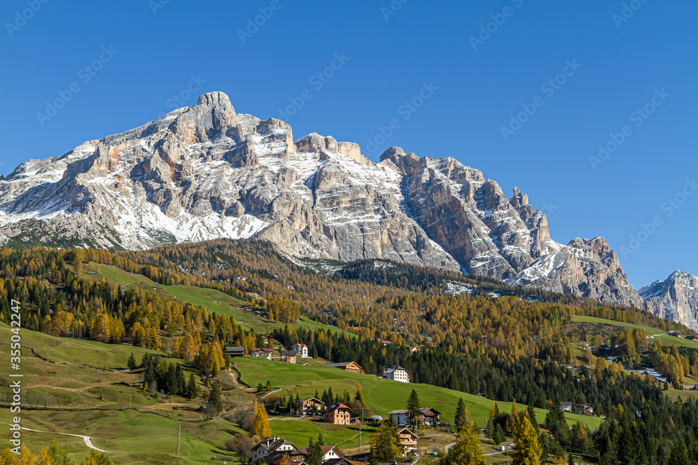 Mountain village of Calfosch in Dolomites at Val Badia in South Tyrol