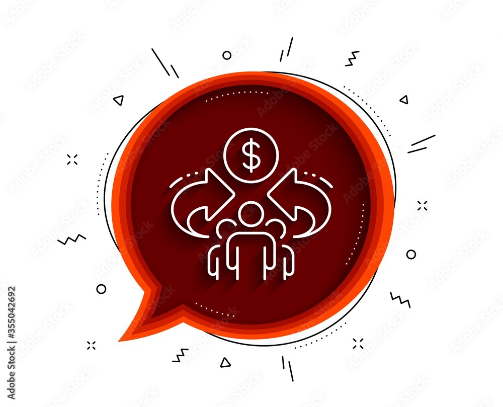 Sharing economy line icon. Chat bubble with shadow. Business group sign. Share symbol. Thin line sharing economy icon. Vector