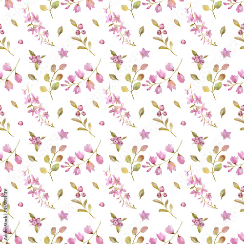 illustration seamless pattern with forest flowers