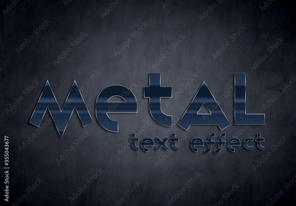 Blue Metal Text Effect Style Mockup Stock Template | Adobe Stock