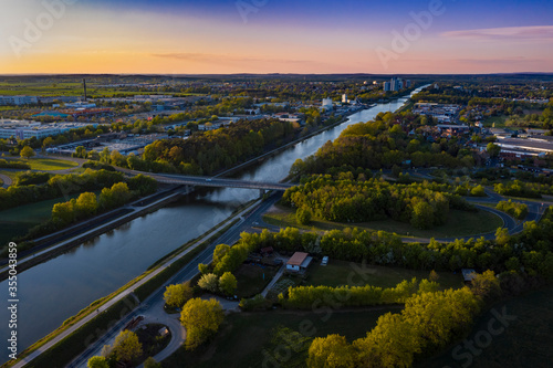 Aerial view of Rhine–Main–Danube-Canal Erlangen