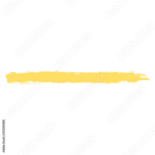 Brush stroke left a yellow paint imprint. Paintbrush texture in brushstroke form. Recolorable shape isolated from background. Vector illustration is a graphic element for artistic design projects.