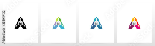 Cube With Nodes On Letter Logo Design A