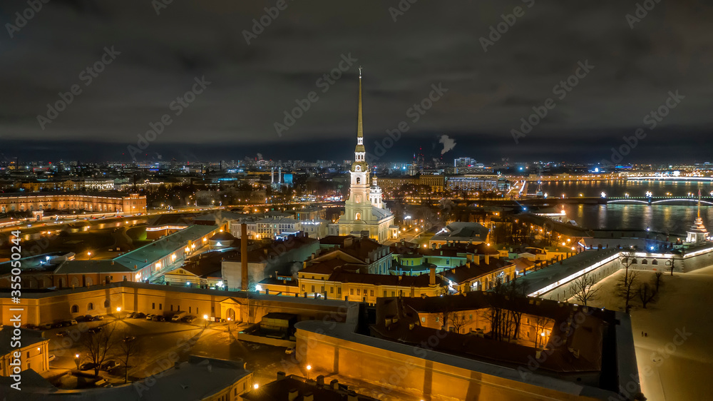 Aerial view of Peter and Paul Fortress, St Petersburg, Russia