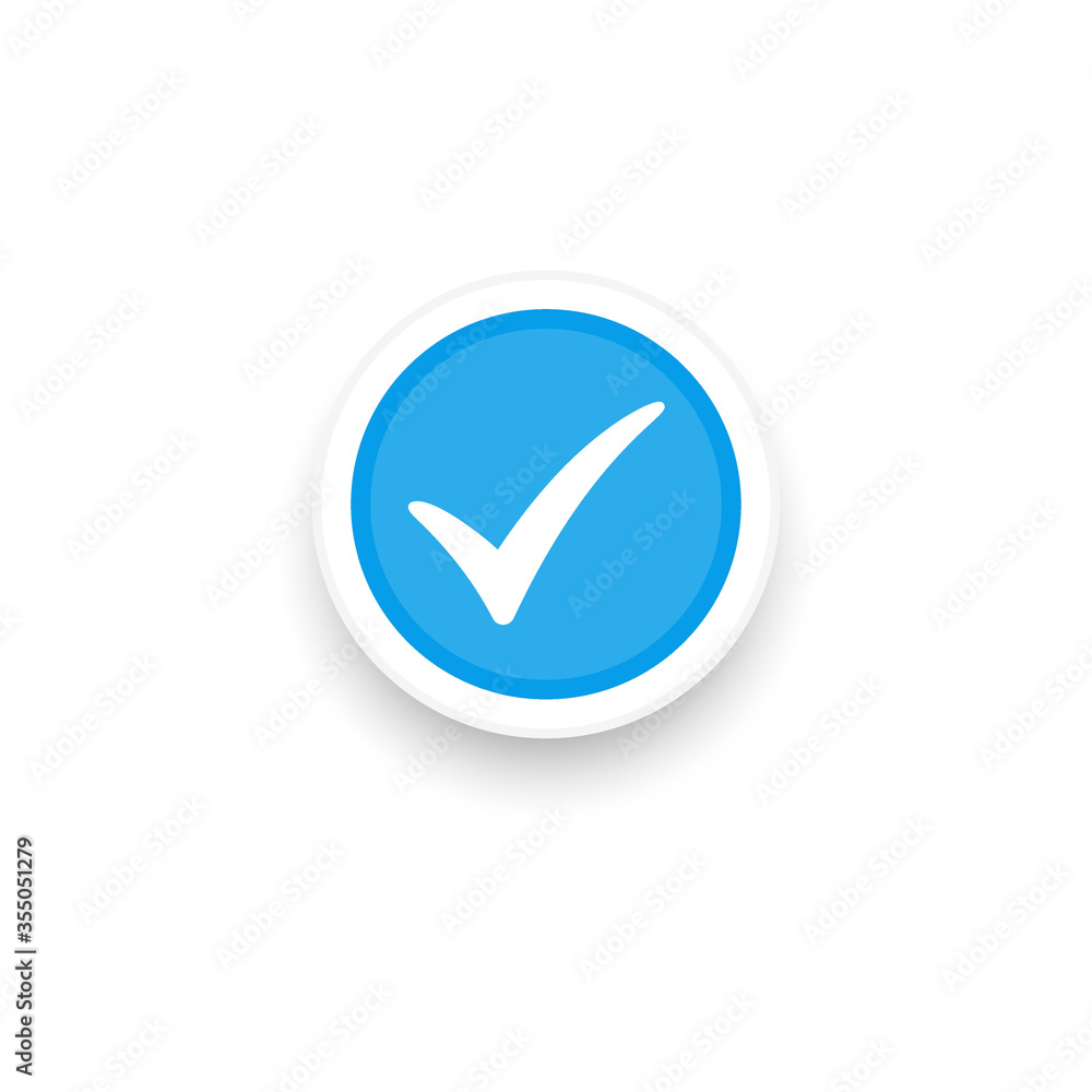 Blue check mark icon vector design, profile verified badge Blue check mark icon vector design, profile verified badge
