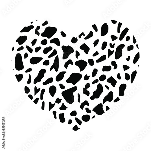 Leopard black and white heart. Animal heart
