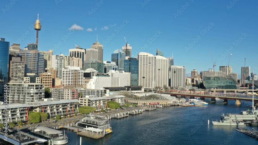 Obraz premium Drone photograph collection of Sydney's CBD and surrounds taken from over the harbour.