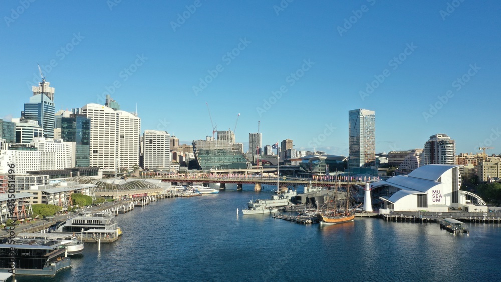 Drone photograph collection of Sydney's CBD and surrounds taken from over the harbour.