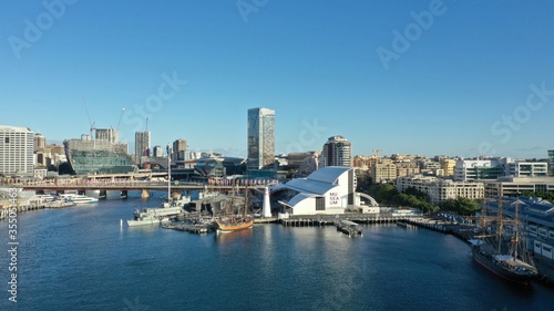 Drone photograph collection of Sydney's CBD and surrounds taken from over the harbour. © Bill
