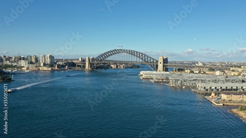 Drone photograph collection of Sydney's CBD and surrounds taken from over the harbour.