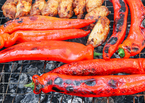 grilled red pepper with chicken photo