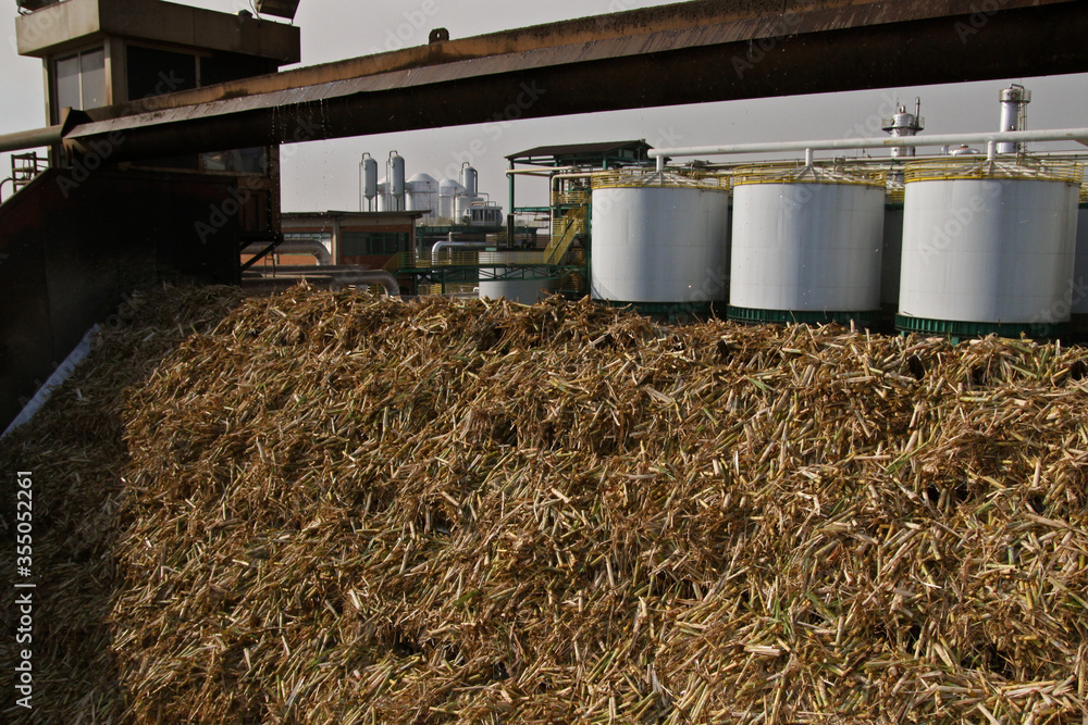 sugar cane and ethanol plant Stock Photo | Adobe Stock