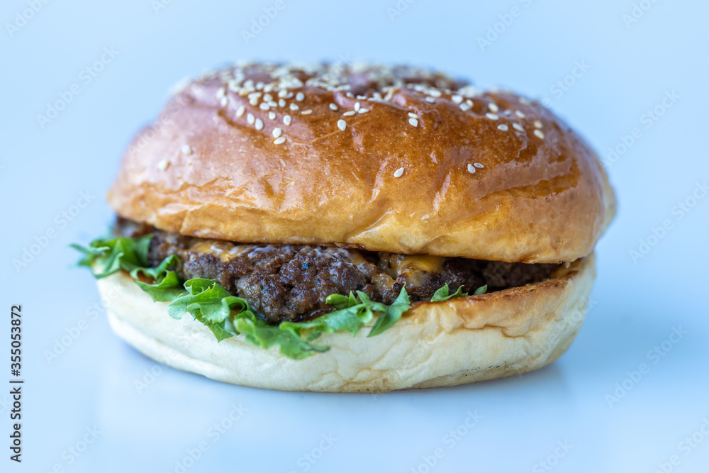 Homemade barbecue burger meat with fresh vegetables on white table. Homemade barbecue burger meat with fresh vegetables on white table.