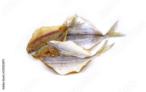 Sun dried marine fish isolated on white background