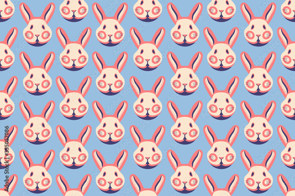 Fototapeta premium Seamless pattern with cute rabbits and bunnies.