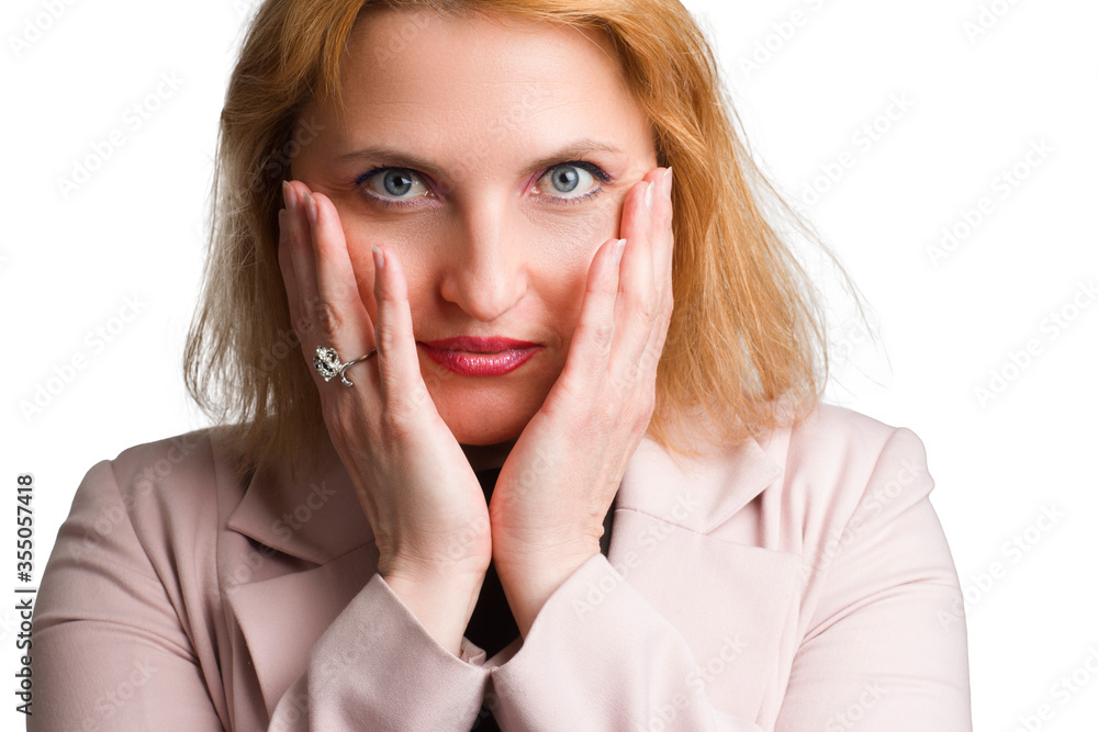 plus size caucasian business woman. isolated in white. The portrait isolated in white. plus size caucasian business woman. isolated in white. The portrait isolated in white.