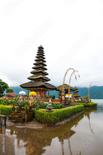 Pura Ulun Danu Bratan, Hindu temple on Bratan lake landscape, one of famous tourist attraction in Bali, Indonesia