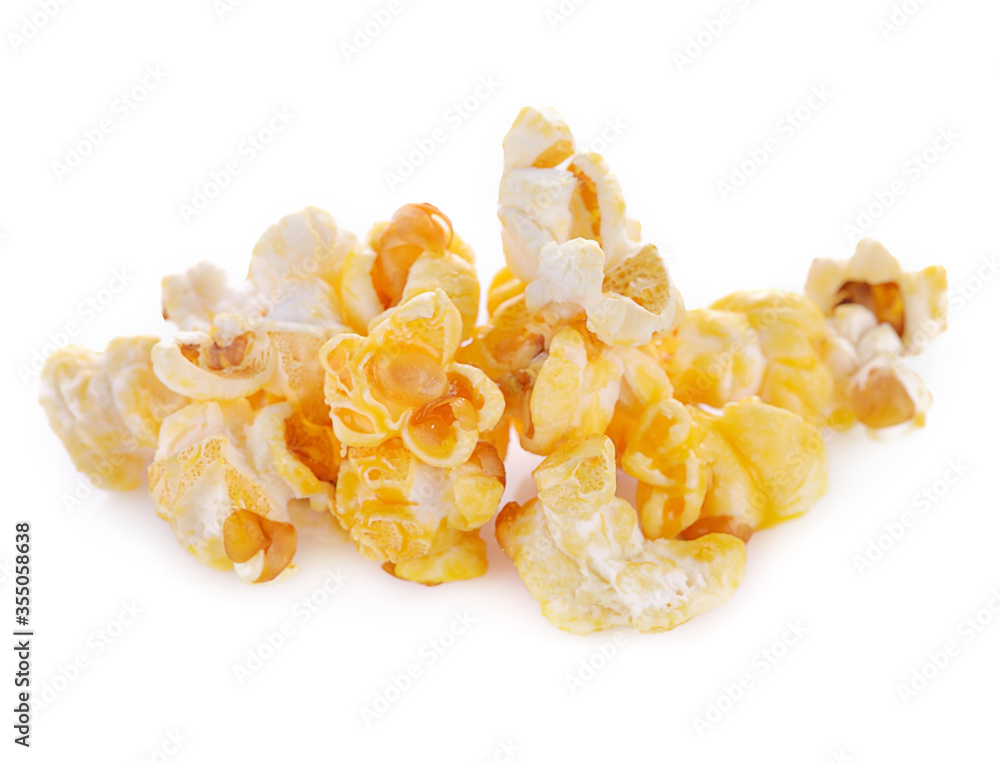 fresh tasty popcorn isolated on white background. fresh tasty popcorn isolated on white background.