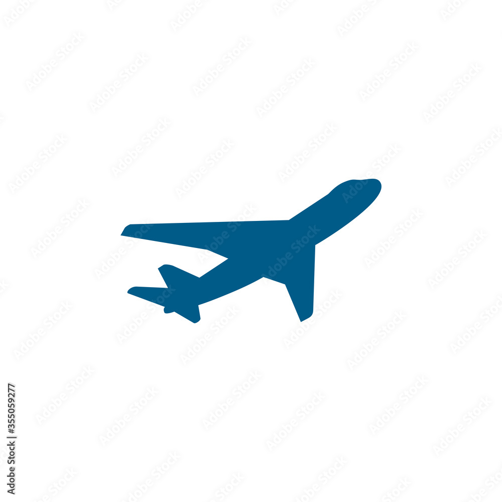 Airplane Blue Icon On White Background. Blue Flat Style Vector Illustration Airplane Blue Icon On White Background. Blue Flat Style Vector Illustration