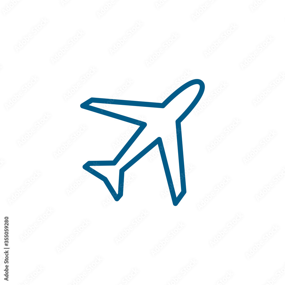 Airplane Line Blue Icon On White Background. Blue Flat Style Vector Illustration Airplane Line Blue Icon On White Background. Blue Flat Style Vector Illustration