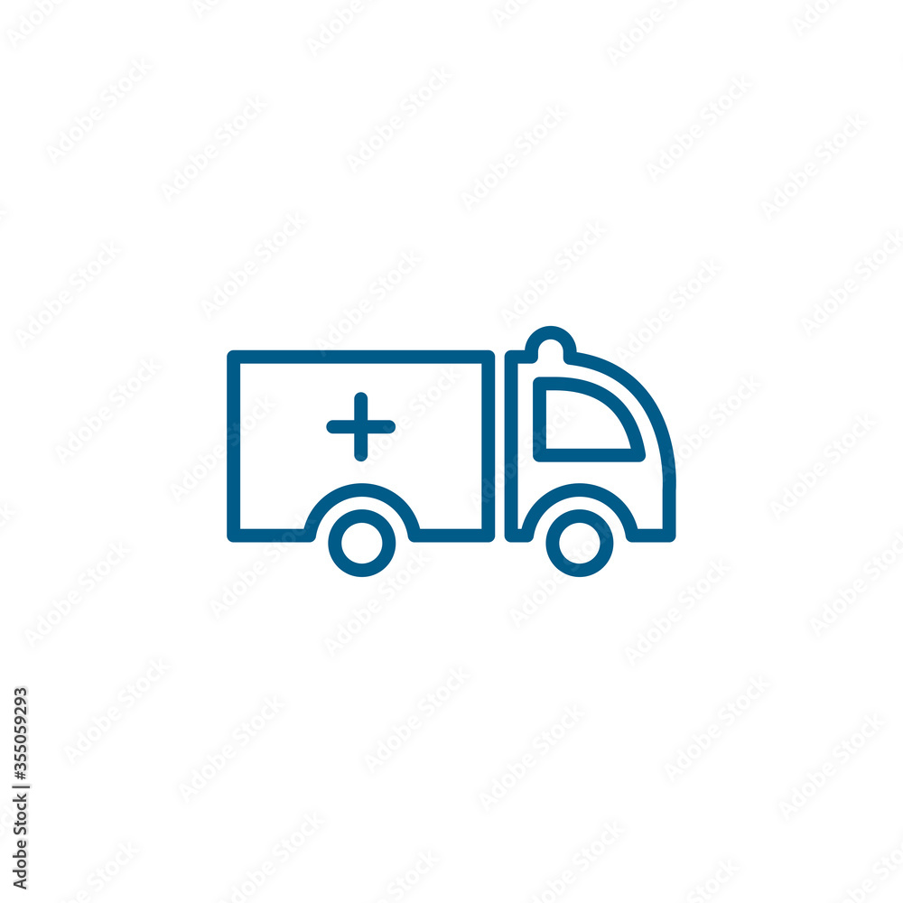 Ambulance Line Blue Icon On White Background. Blue Flat Style Vector Illustration