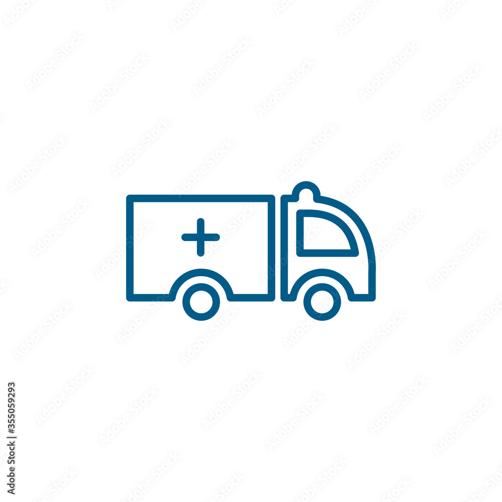 Ambulance Line Blue Icon On White Background. Blue Flat Style Vector Illustration Ambulance Line Blue Icon On White Background. Blue Flat Style Vector Illustration