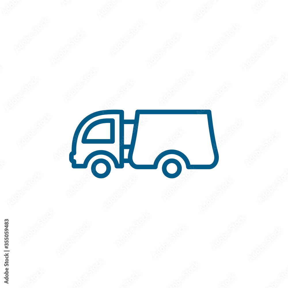 Big Truck Line Blue Icon On White Background. Blue Flat Style Vector Illustration