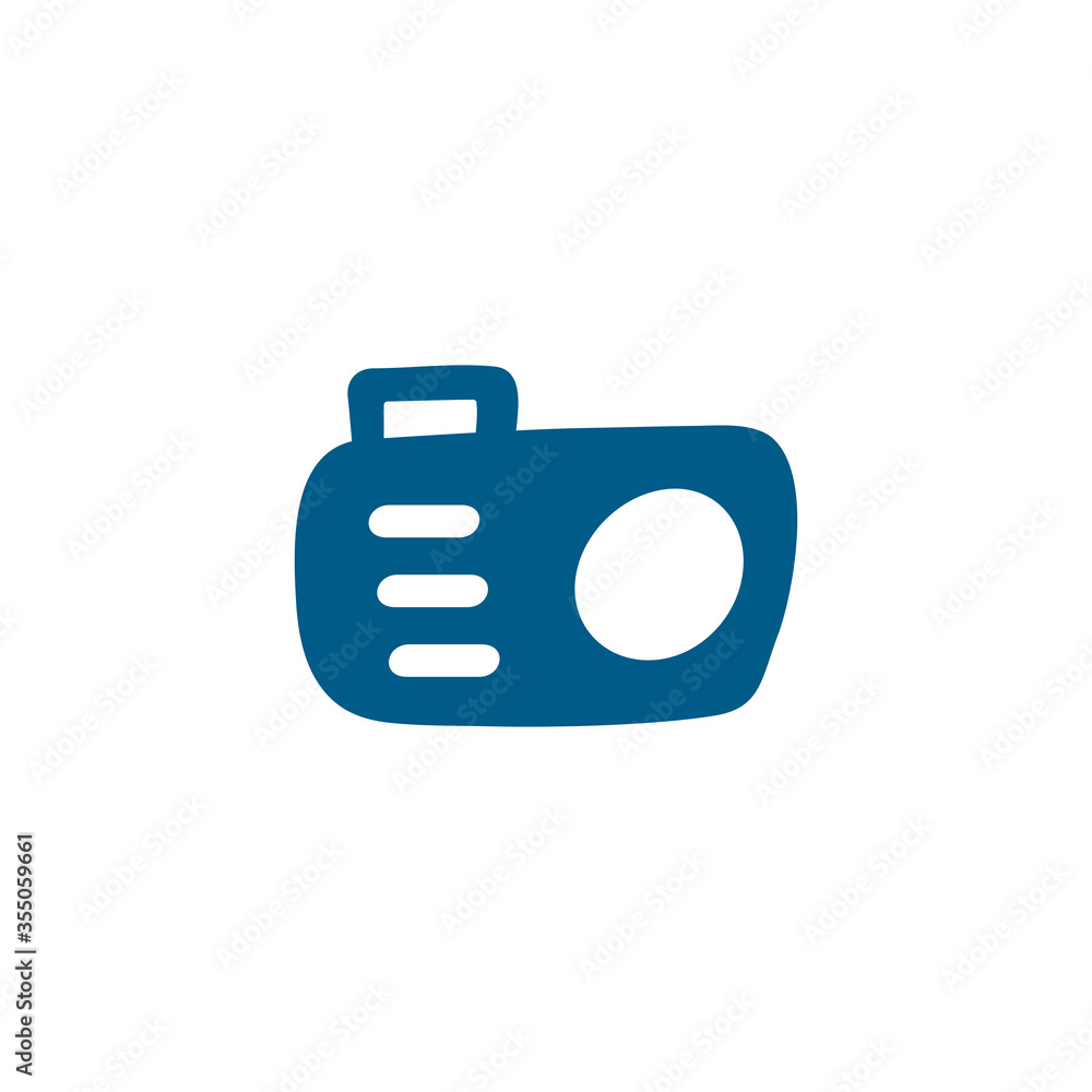 Camera Blue Icon On White Background. Blue Flat Style Vector Illustration Camera Blue Icon On White Background. Blue Flat Style Vector Illustration