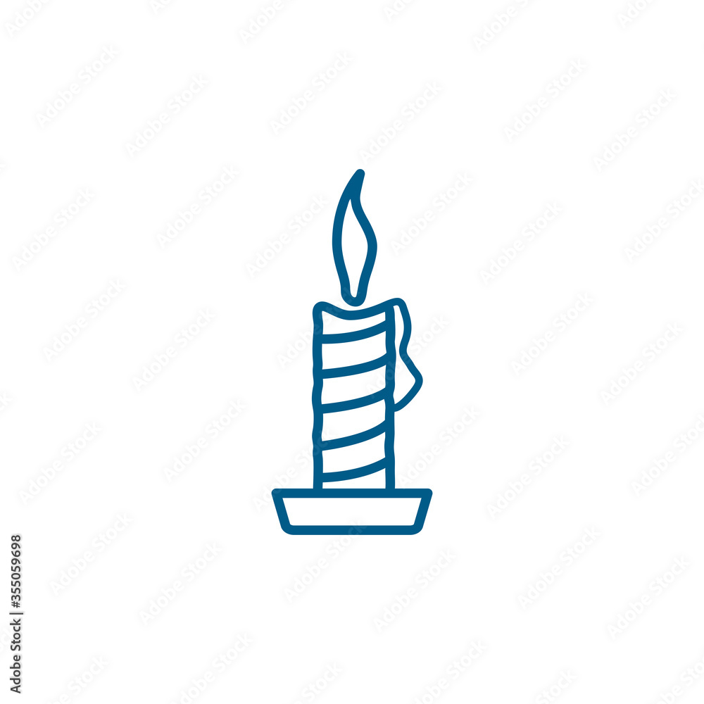 Fototapeta premium Candle Line Blue Icon On White Background. Blue Flat Style Vector Illustration