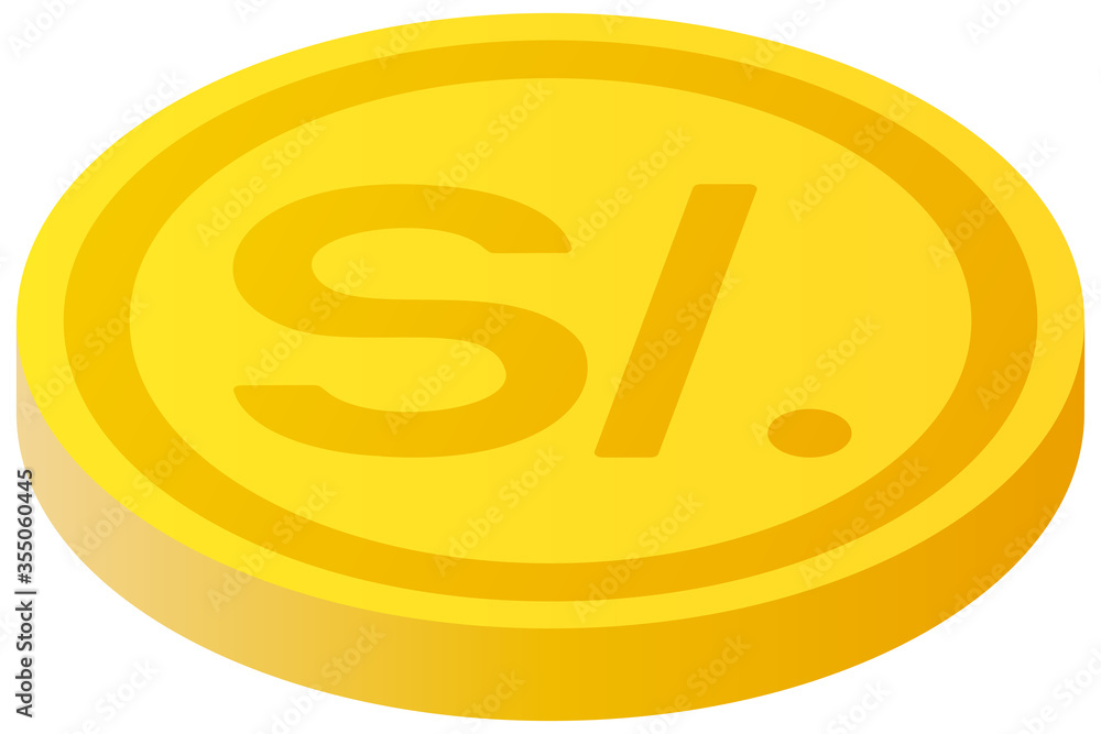 The Peruvian nuevo sol currency symbol coin