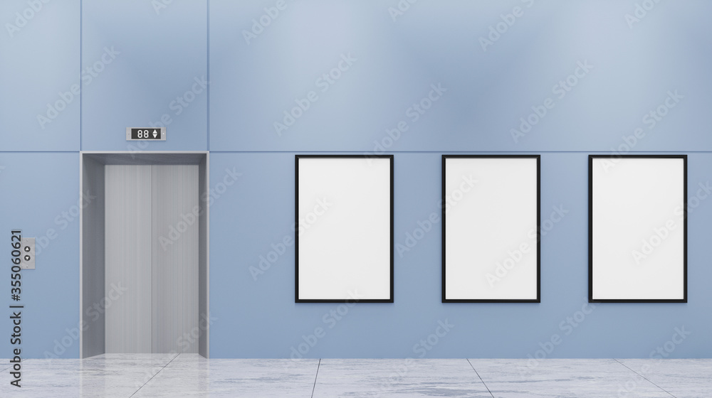 Mock up sign and billboard on wall near elevator Mock up sign and billboard on wall near elevator