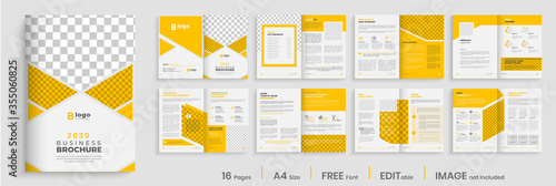 Orange business brochure template layout design, business profile template design,16 pages, annual report,minimal, editable businss brochure.