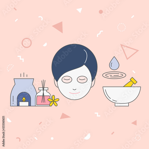 Beauty vector illustration on pink background.