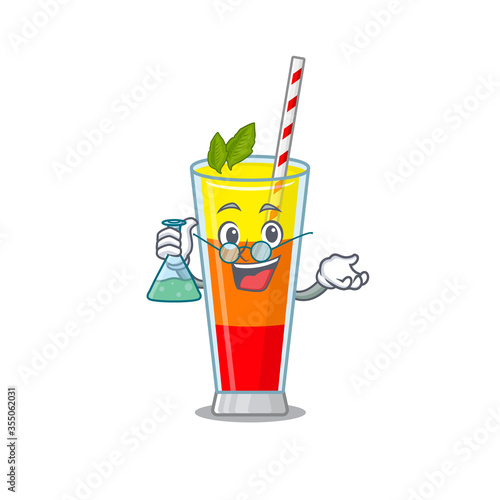 caricature character of tequila sunrise cocktail smart Professor working on a lab