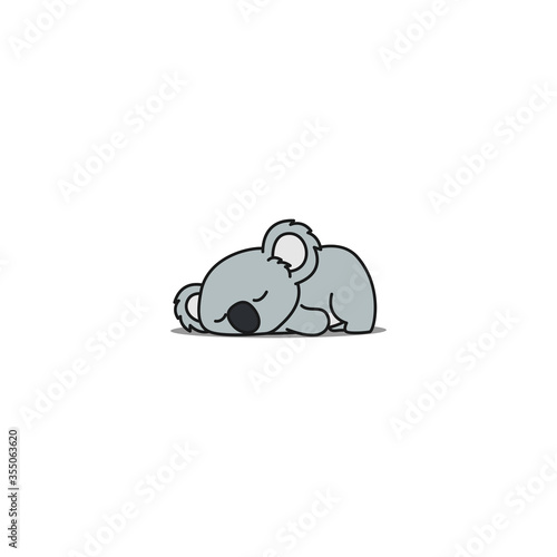 Lazy koala sleeping cartoon, vector illustration