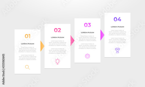 Colourful infographic steps with text boxes. Business concept with 4 steps.