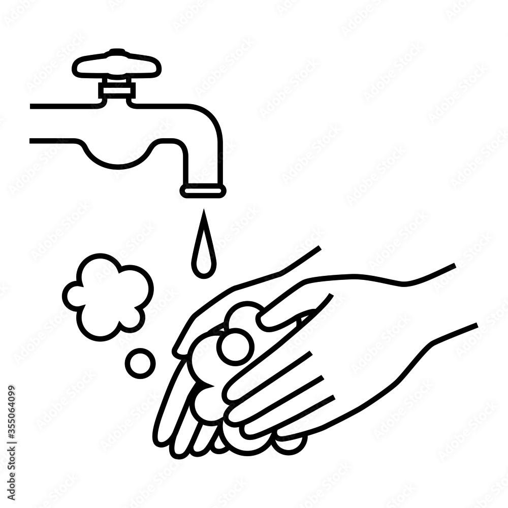 Washing hands with tap water and soap Washing hands with tap water and soap