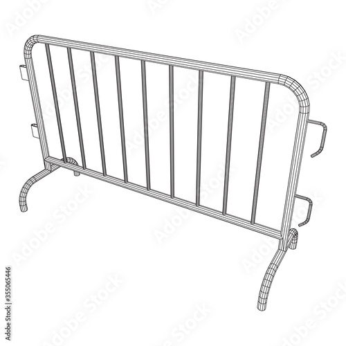 Police riot fence. Wireframe low poly mesh vector illustration.