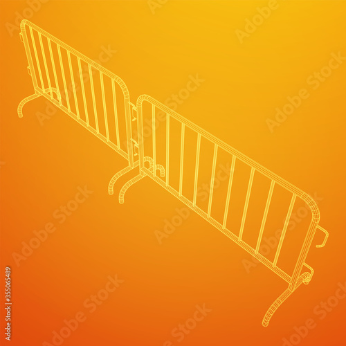 Police riot fence. Wireframe low poly mesh vector illustration.