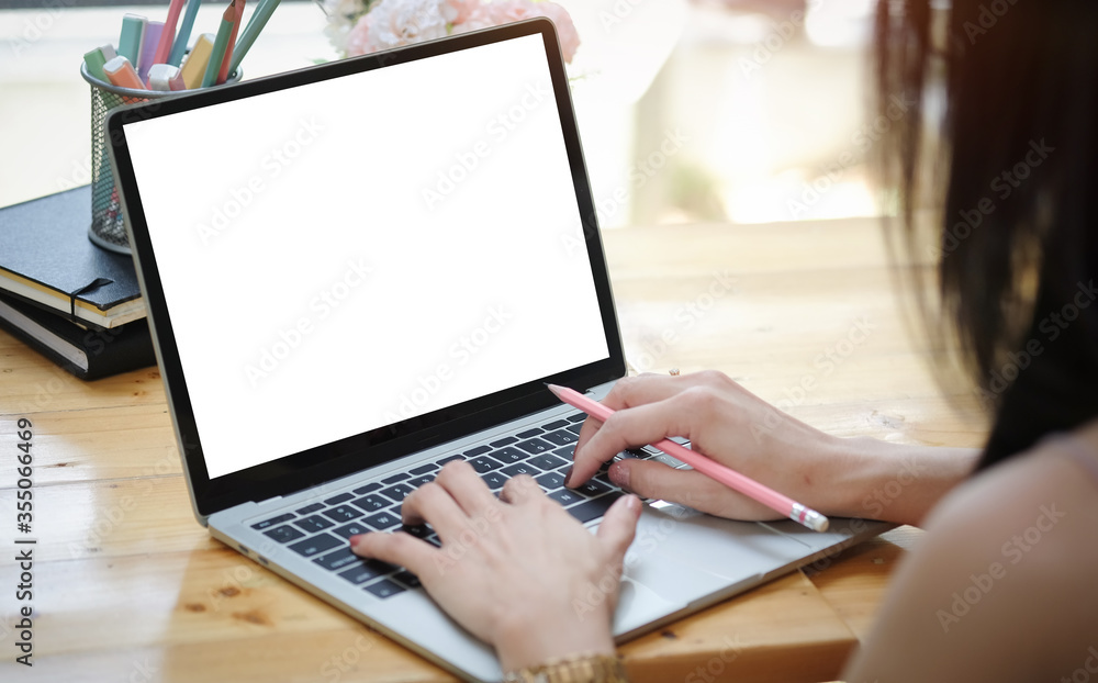 Mock up Copy Space Blank Screen Concept Business Working on Laptop. Mock up Copy Space Blank Screen Concept Business Working on Laptop.