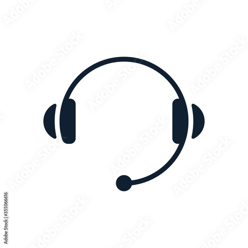 Headphones minimal icon with microphone