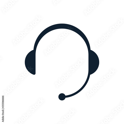 Headphones flat icon with microphone