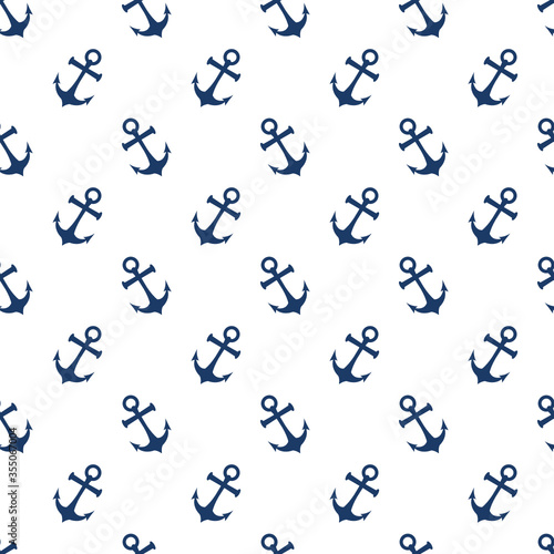 Seamless pattern of anchor on white background vector.