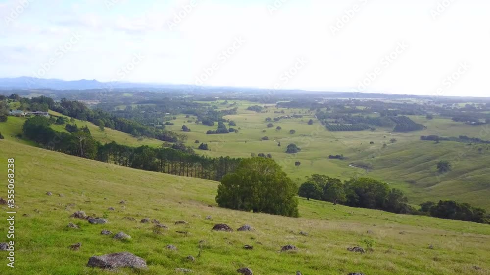 Aerial Drone Over Farms, Green Countryside And Trees In Australia Aerial Drone Over Farms, Green Countryside And Trees In Australia