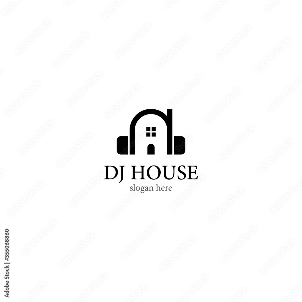 DJ house logo template vector icon design DJ house logo template vector icon design