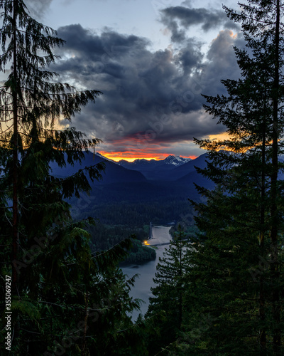 sunset over the lake